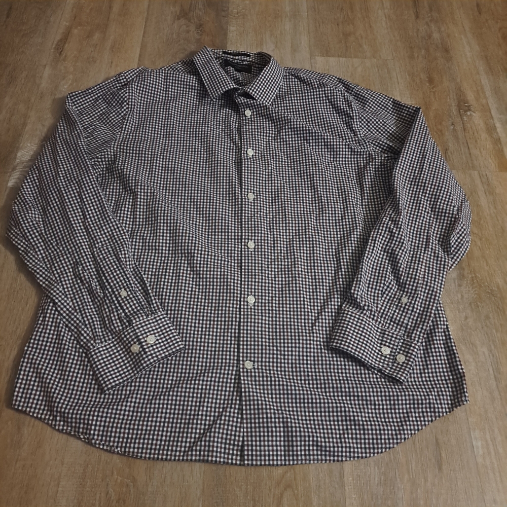 Banana Republic Untucked Fit Gingham Long Sleeve Casual Button Down Shirt XL